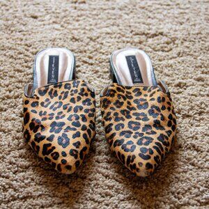 Women’s Steven Velocity Mule Shoes Flats Leopard Faux Calf Hair Slip-On Size 9.5